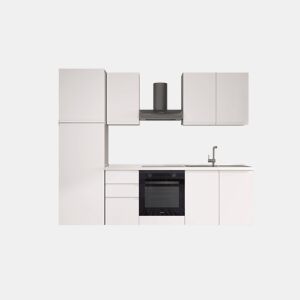 Cozinha com eletrodomésticos GILDA GOLA 255cm direita branco mate e cinza claro
