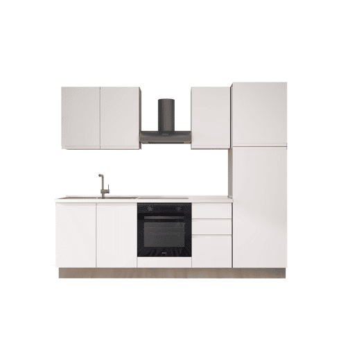 Cozinha com eletrodomésticos GILDA GOLA 255cm esquerda branco mate e cinza claro