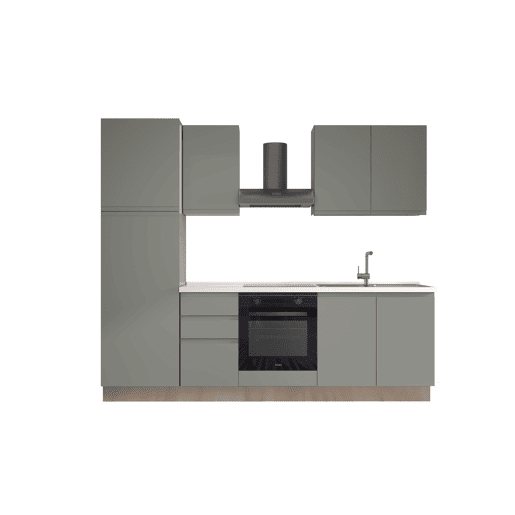 Cozinha com eletrodomésticos GILDA GOLA 255cm direita verde e cinza claro