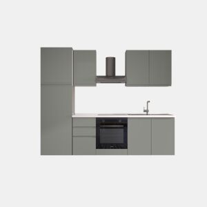 Cozinha com eletrodomésticos GILDA GOLA 255cm direita verde e cinza claro