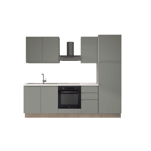 Cozinha com eletrodomésticos GILDA GOLA 255cm esquerda verde e cinza claro