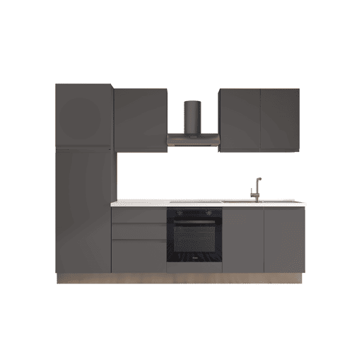 Cozinha com eletrodomésticos GILDA GOLA 270cm direita cinza escuro e titânio