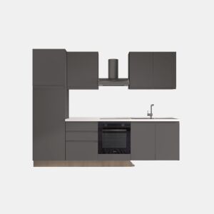 Cozinha com eletrodomésticos GILDA GOLA 270cm direita cinza escuro e titânio