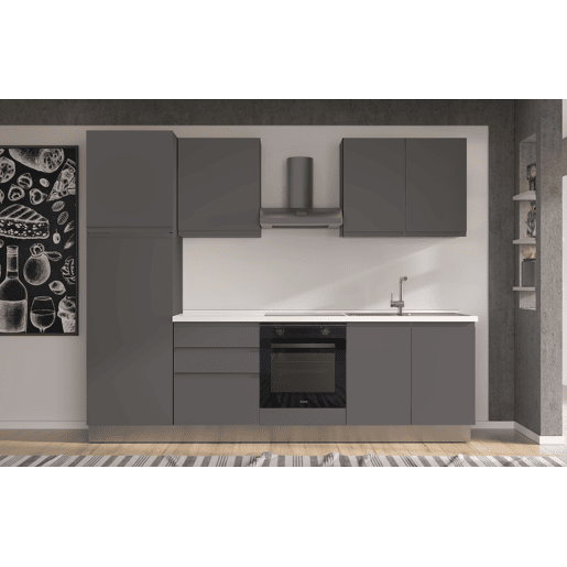 Cozinha com eletrodomésticos GILDA GOLA 270cm direita cinza escuro e titânio