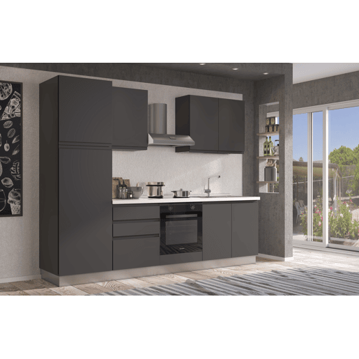 Cozinha com eletrodomésticos GILDA GOLA 270cm direita cinza escuro e titânio