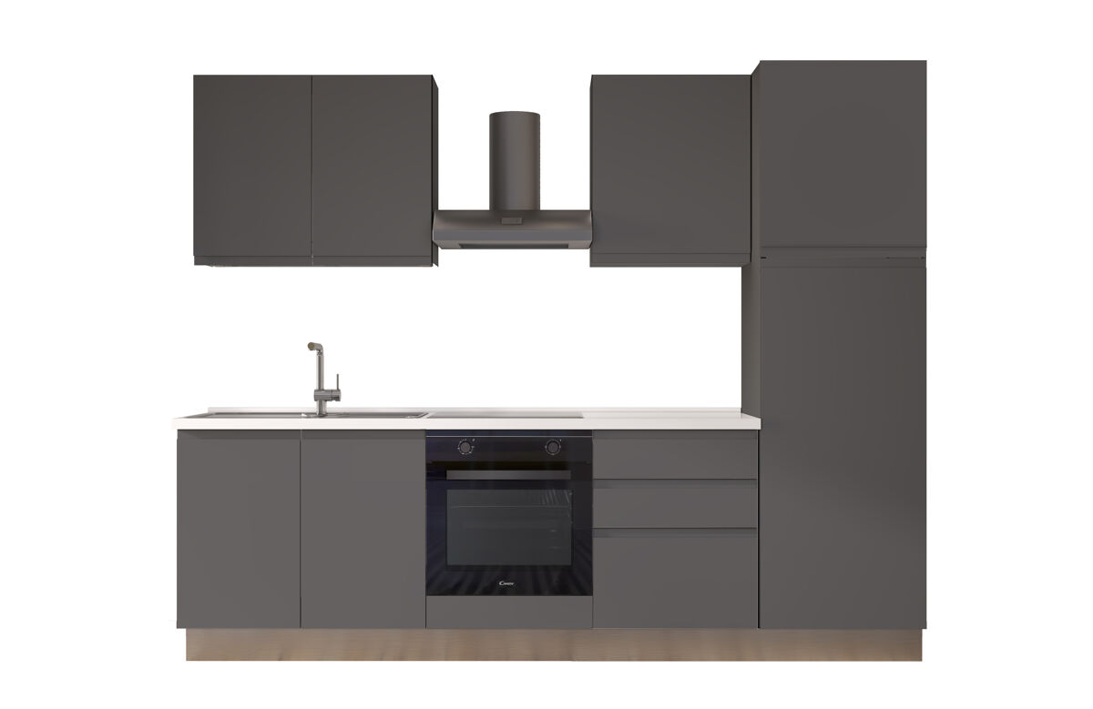Cocina con electrodomésticos gilda gola 270cm izquierda gris oscuro y titanio