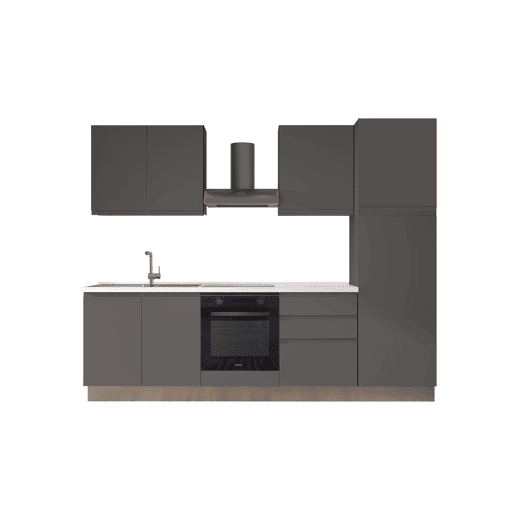 Cozinha com eletrodomésticos GILDA GOLA 270cm esquerda cinza escuro e titânio