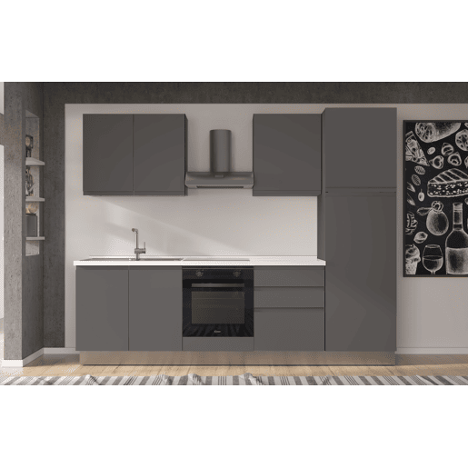 Cozinha com eletrodomésticos GILDA GOLA 270cm esquerda cinza escuro e titânio