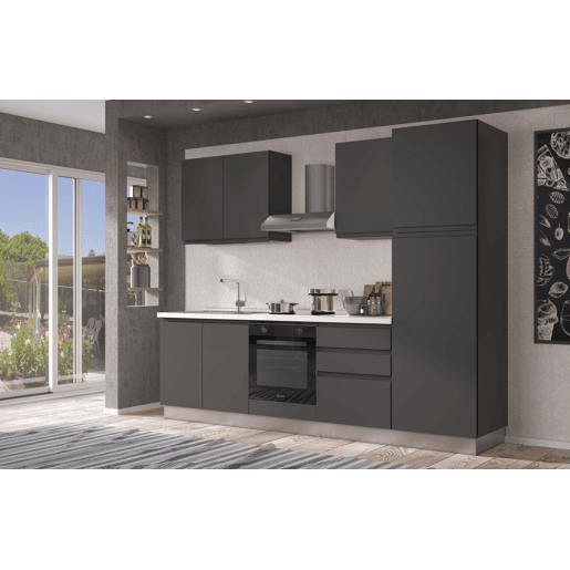 Cozinha com eletrodomésticos GILDA GOLA 270cm esquerda cinza escuro e titânio