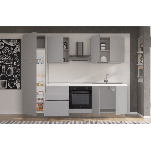 Cozinha com eletrodomésticos GILDA GOLA 270cm direita cinza claro