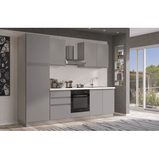 Cozinha com eletrodomésticos GILDA GOLA 270cm direita cinza claro