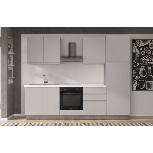 Cozinha com eletrodomésticos GILDA GOLA 270cm esquerda cinza claro Cozinha com eletrodomésticos GILDA GOLA 270cm esquerda cinza claro