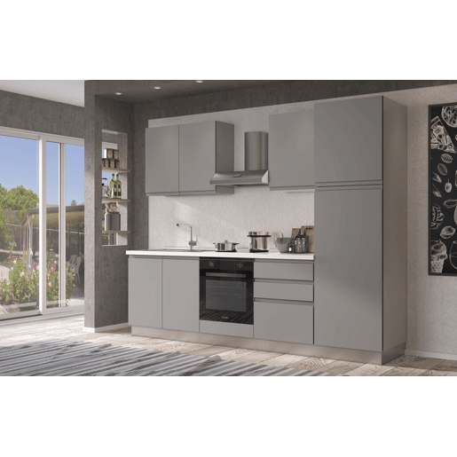 Cozinha com eletrodomésticos GILDA GOLA 270cm esquerda cinza claro Cozinha com eletrodomésticos GILDA GOLA 270cm esquerda cinza claro