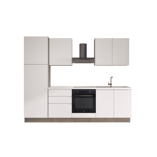 Cozinha com eletrodomésticos GILDA GOLA 270cm direita branco mate e cinza claro