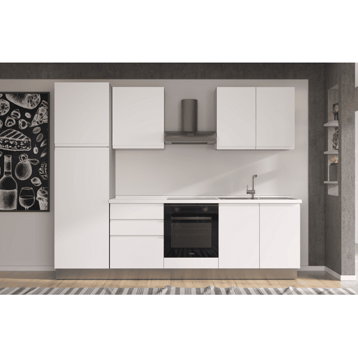Cozinha com eletrodomésticos GILDA GOLA 270cm direita branco mate e cinza claro