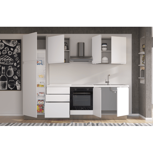 Cozinha com eletrodomésticos GILDA GOLA 270cm direita branco mate e cinza claro