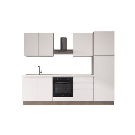 Cozinha com eletrodomésticos GILDA GOLA 270cm esquerda branco mate e cinza claro