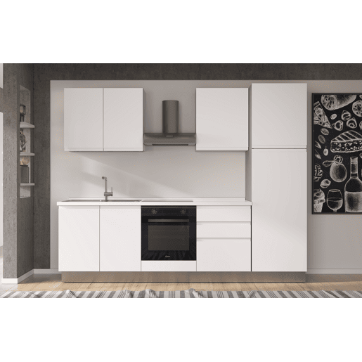 Cozinha com eletrodomésticos GILDA GOLA 270cm esquerda branco mate e cinza claro
