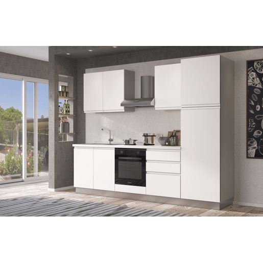 Cozinha com eletrodomésticos GILDA GOLA 270cm esquerda branco mate e cinza claro