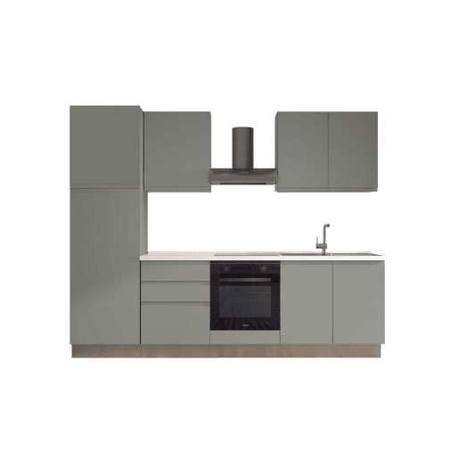 Cozinha com eletrodomésticos GILDA GOLA 270cm direita verde e cinza claro