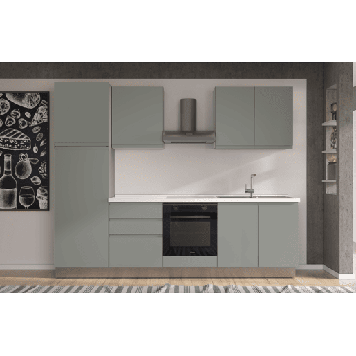Cozinha com eletrodomésticos GILDA GOLA 270cm direita verde e cinza claro
