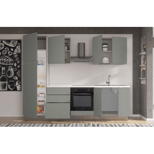 Cozinha com eletrodomésticos GILDA GOLA 270cm direita verde e cinza claro