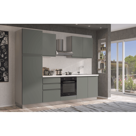 Cozinha com eletrodomésticos GILDA GOLA 270cm direita verde e cinza claro