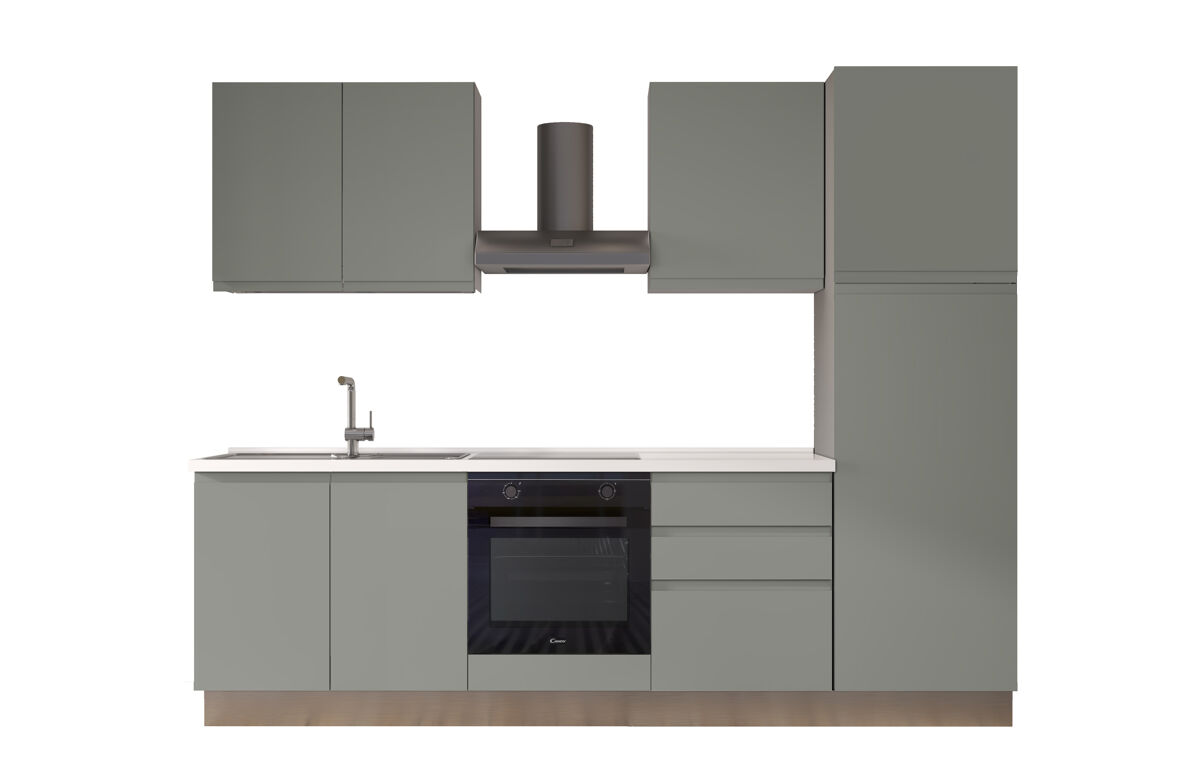 Cocina con electrodomésticos gilda gola 270cm izquierda verde y gris claro
