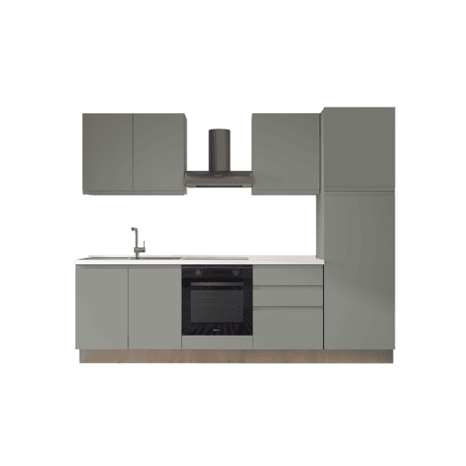 Cozinha com eletrodomésticos GILDA GOLA 270cm esquerda verde e cinza claro