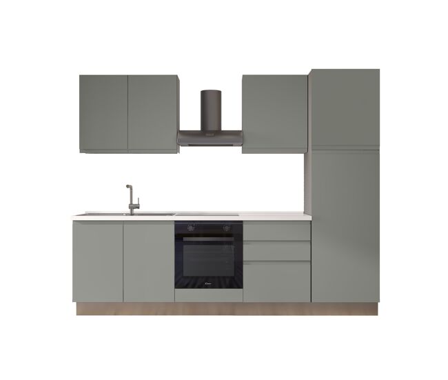Cocina con electrodomésticos gilda gola 270cm izquierda verde y gris claro