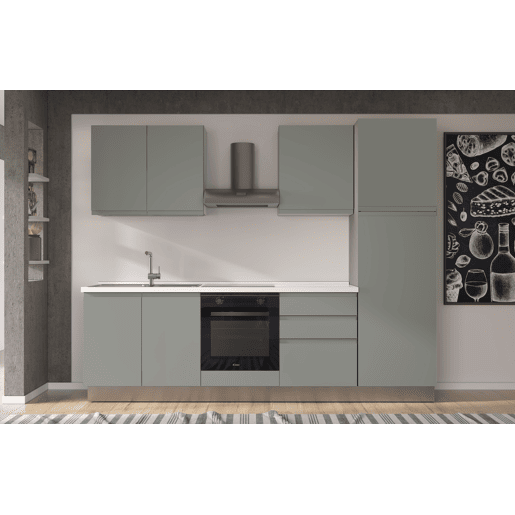 Cozinha com eletrodomésticos GILDA GOLA 270cm esquerda verde e cinza claro