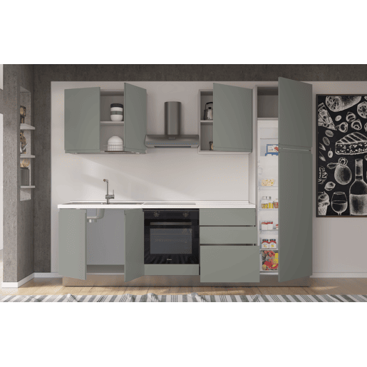 Cozinha com eletrodomésticos GILDA GOLA 270cm esquerda verde e cinza claro