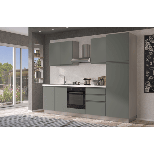 Cozinha com eletrodomésticos GILDA GOLA 270cm esquerda verde e cinza claro