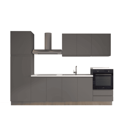 Cozinha com eletrodomésticos GILDA GOLA 300cm direita cinza escuro e titânio