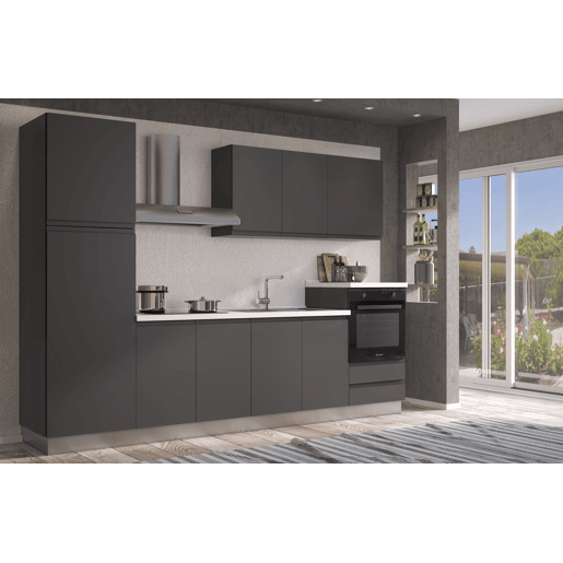 Cozinha com eletrodomésticos GILDA GOLA 300cm direita cinza escuro e titânio