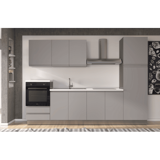 Cozinha com eletrodomésticos GILDA GOLA 300cm esquerda cinza claro
