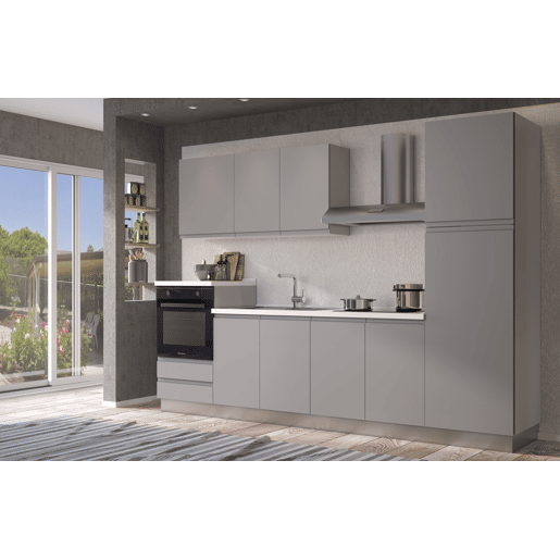 Cozinha com eletrodomésticos GILDA GOLA 300cm esquerda cinza claro
