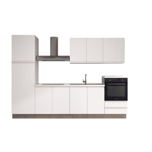 Cozinha com eletrodomésticos GILDA GOLA 300cm direita branco mate e cinza claro