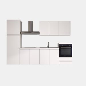 Cozinha com eletrodomésticos GILDA GOLA 300cm direita branco mate e cinza claro