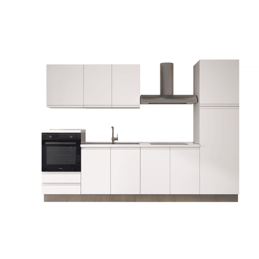 Cozinha com eletrodomésticos GILDA GOLA 300cm esquerda branco mate e cinza claro