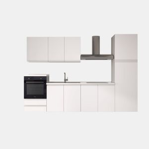 Cozinha com eletrodomésticos GILDA GOLA 300cm esquerda branco mate e cinza claro
