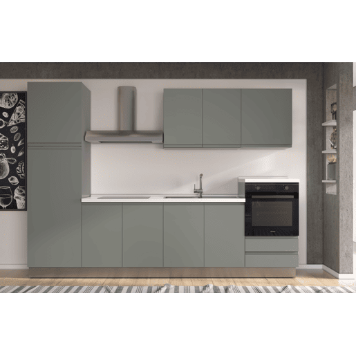 Cozinha com eletrodomésticos GILDA GOLA 300cm direita verde e cinza claro