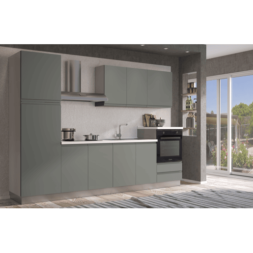 Cozinha com eletrodomésticos GILDA GOLA 300cm direita verde e cinza claro