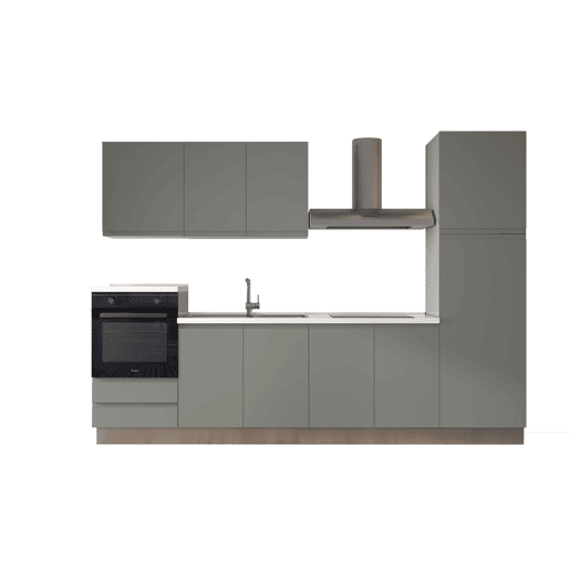 Cozinha com eletrodomésticos GILDA GOLA 300cm esquerda verde e cinza claro