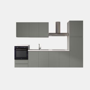 Cozinha com eletrodomésticos GILDA GOLA 300cm esquerda verde e cinza claro