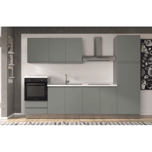 Cozinha com eletrodomésticos GILDA GOLA 300cm esquerda verde e cinza claro