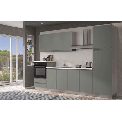 Cozinha com eletrodomésticos GILDA GOLA 300cm esquerda verde e cinza claro