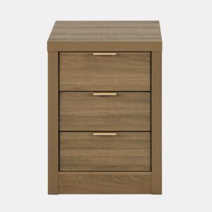 Mesa de cabeceira VENTO com 3 gavetas cor carvalho