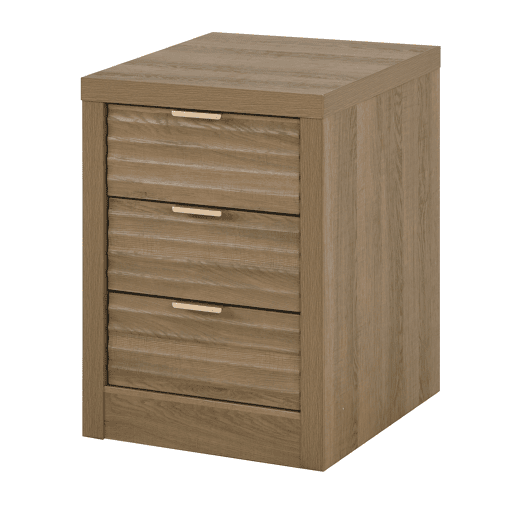 Mesa de cabeceira VENTO com 3 gavetas cor carvalho