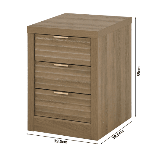 Mesa de cabeceira VENTO com 3 gavetas cor carvalho